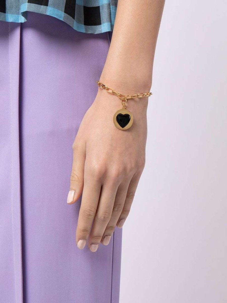 Accessories * | Wilhelmina Garcia 'Black Heart Charm Bracelet' Accessories