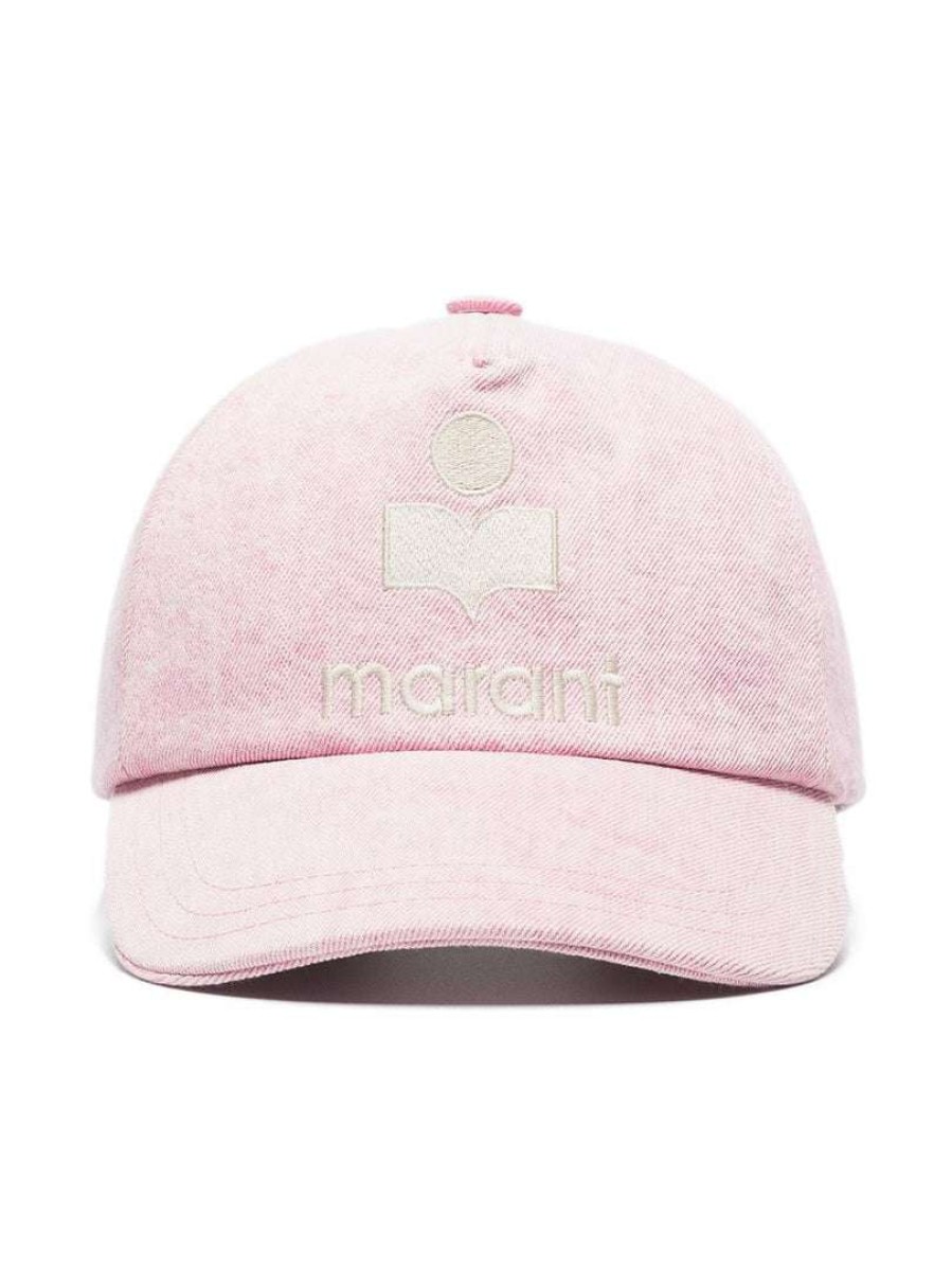 Accessories * | Isabel Marant Light Pink 'Tyron' Logo Denim Cap