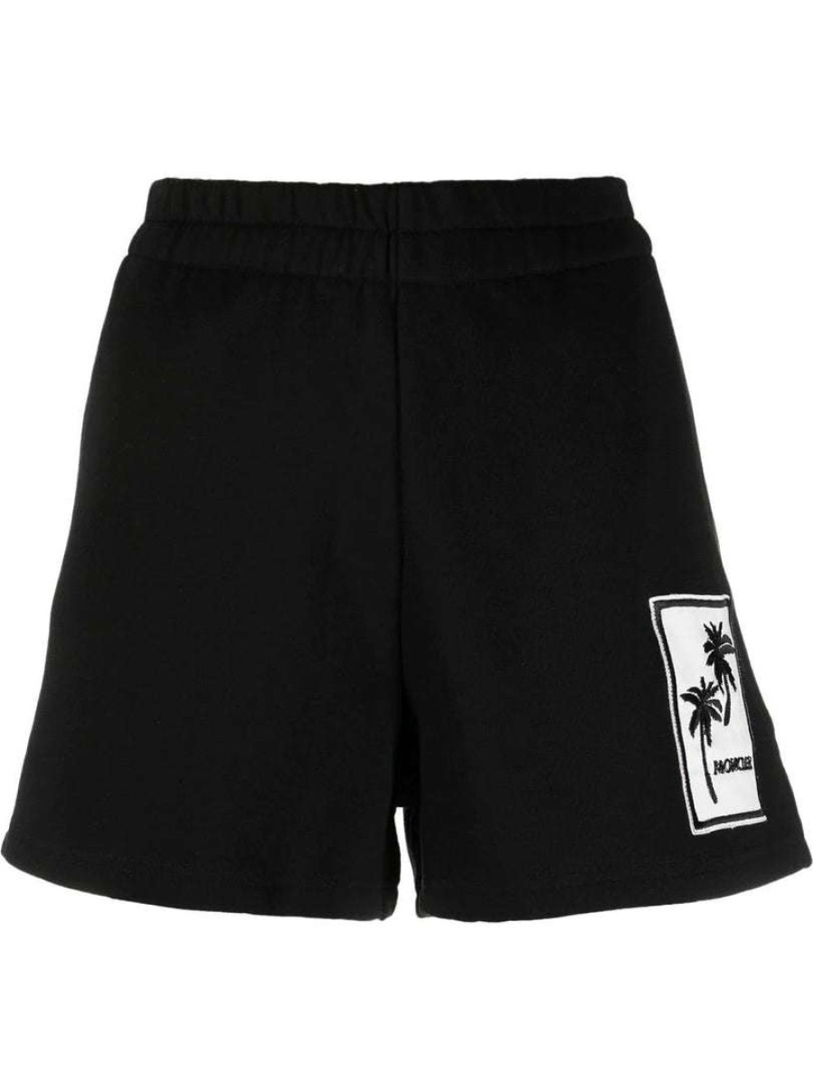 Clothing * | Moncler Black 'Palm Tree Detail Shorts'