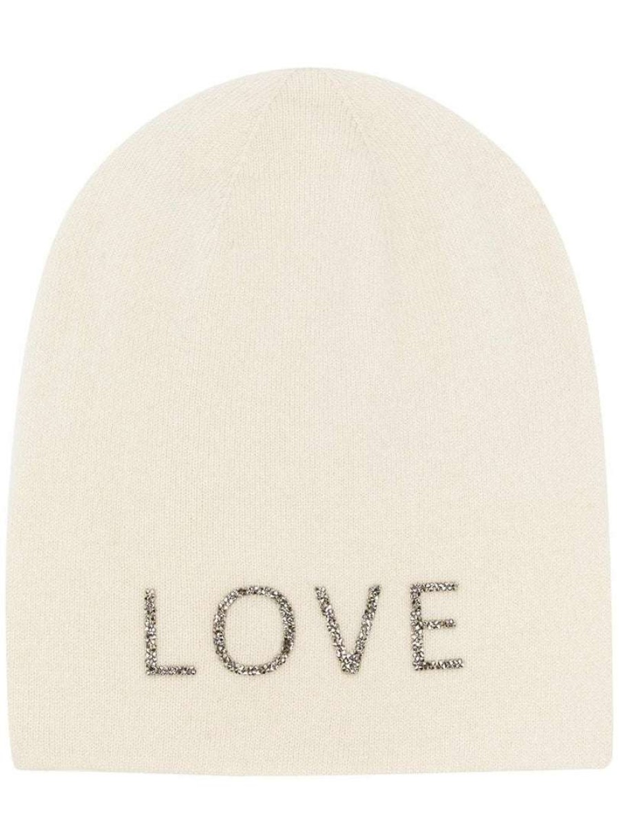 Accessories * | Warm Me White 'Damian Love Silver Crystal Hat'