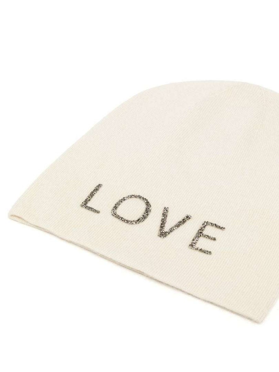 Accessories * | Warm Me White 'Damian Love Silver Crystal Hat'