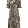 Clothing * | Ganni 'Denim Leopard Midi Dress'