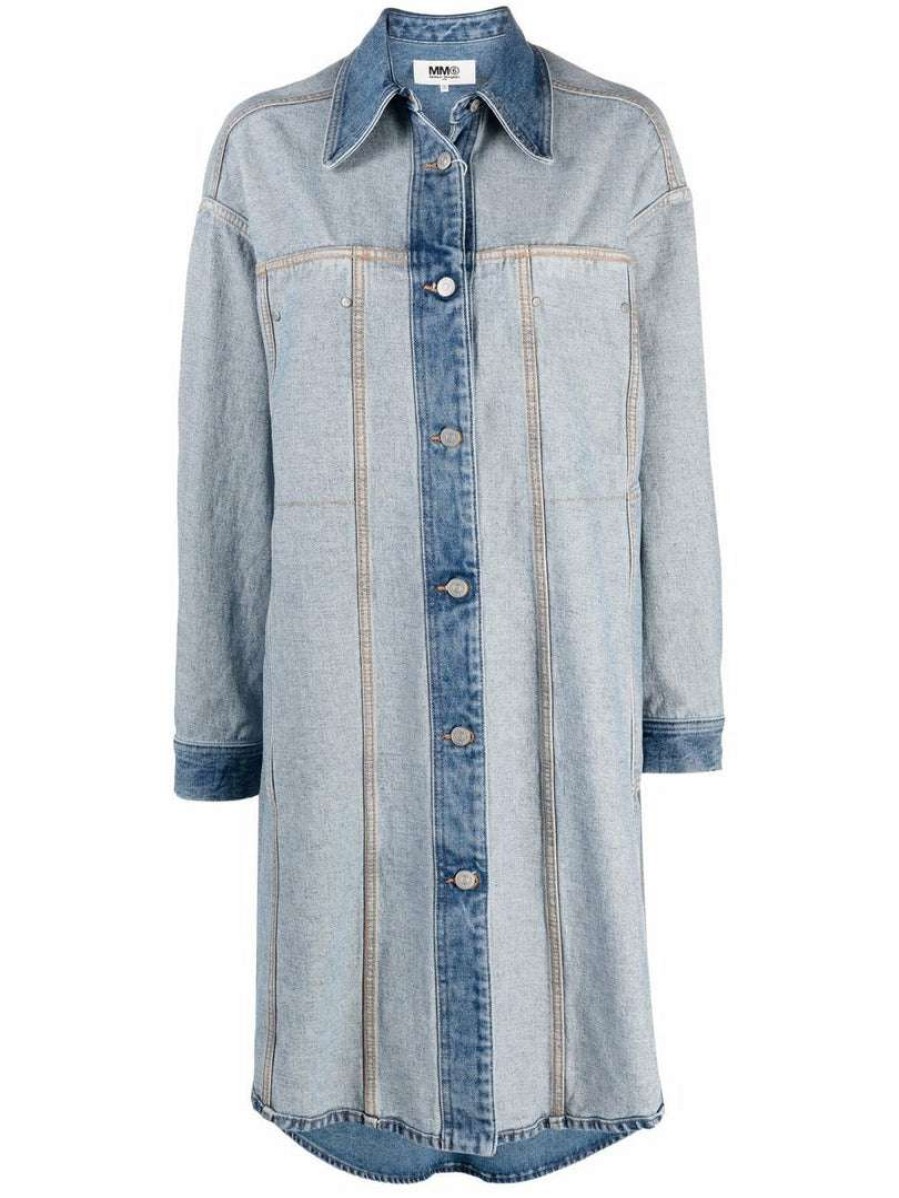 Clothing * | Mm6 By Maison Margiela Clothing 'Oversized Reversible Long Denim Jacket'