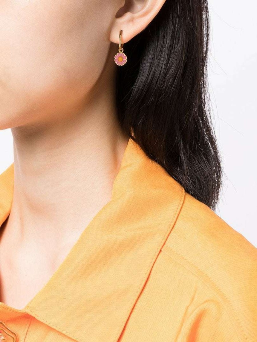 Accessories * | Wilhelmina Garcia Accessories 'Pink Daisy Hoop Earring'