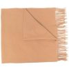 Accessories * | Moncler Camel 'Fringed Logo Patch Scarf'