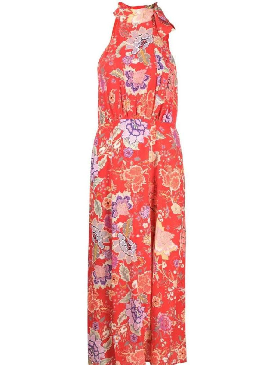 Clothing * | Rixo London 'Valerie' Neck Tie Floral Midi Dress