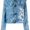 Clothing * | Ganni 'Bleached Ruffle Collar Denim Jacket'