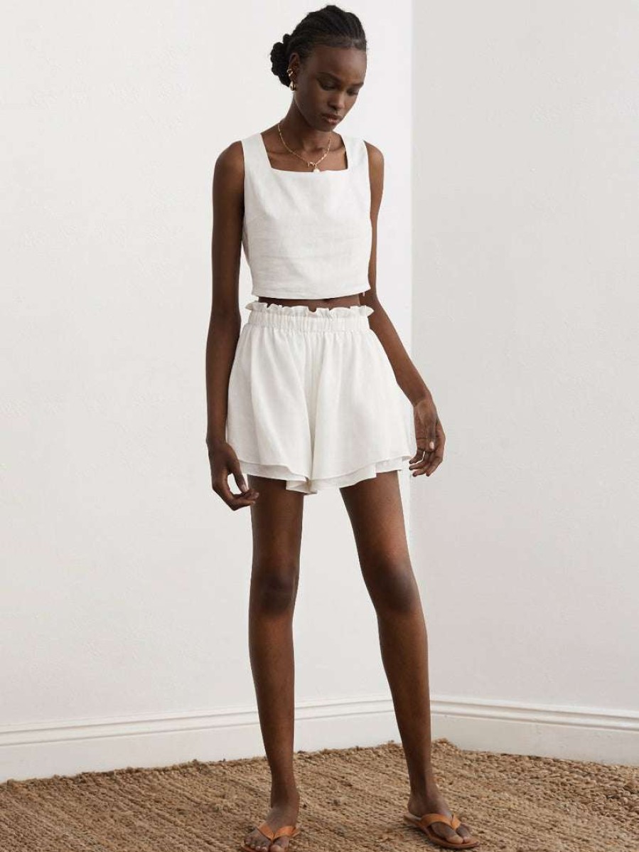 Clothing * | Sancia Clothing White 'Sol' High Waist Shorts