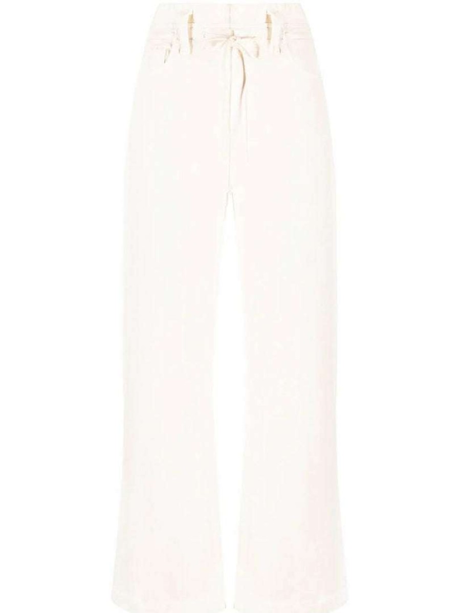 Clothing * | Paige Clothing Ecru 'Carly' Wide Leg Jeans