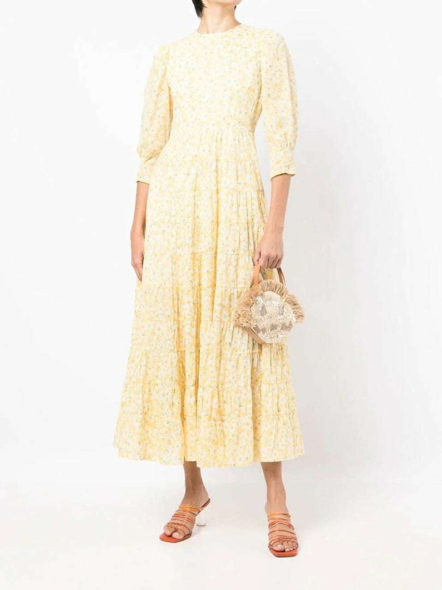 Clothing * | Rixo London Yellow 'Kristen' Midaxi Dress