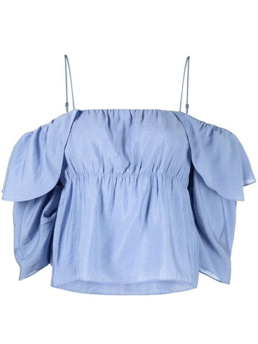 Clothing * | Vince 'Blue Cold Shoulder Top'