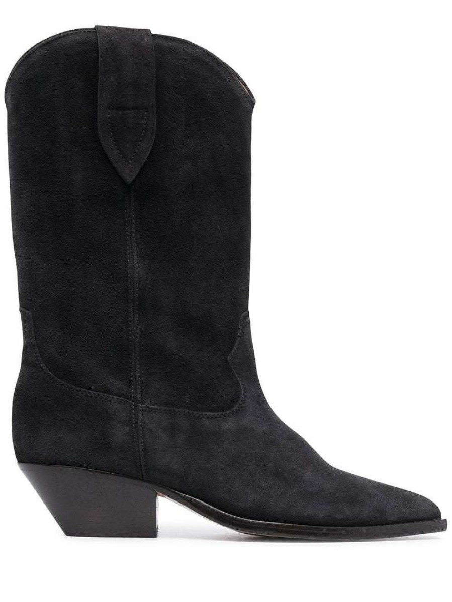 Shoes * | Isabel Marant Faded Black 'Duerto' Leather Boots