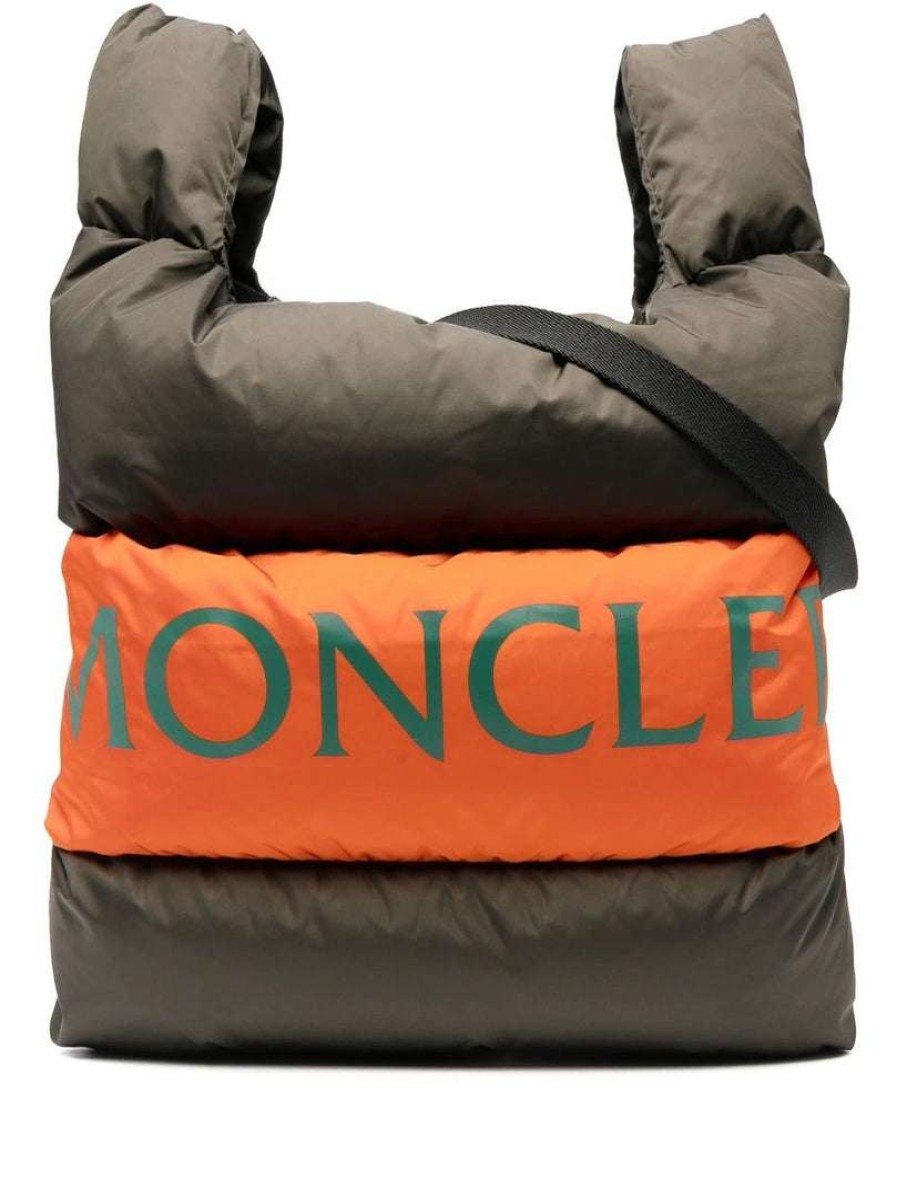 Bags * | Moncler Military Green And Orange 'Legere' Large Tote Bag