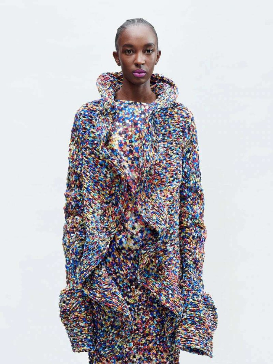 Clothing * | Dries Van Noten Multicoloured 'Vibe' Ruffled Collar Jacket Clothing