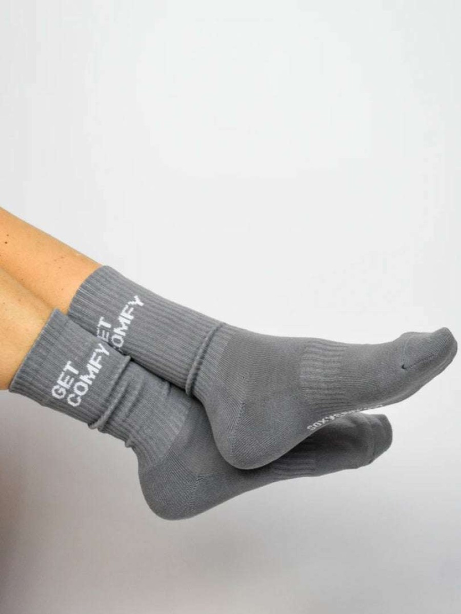 Accessories * | Soxygen Unisex Grey 'Get Comfy' Classic Socks Accessories