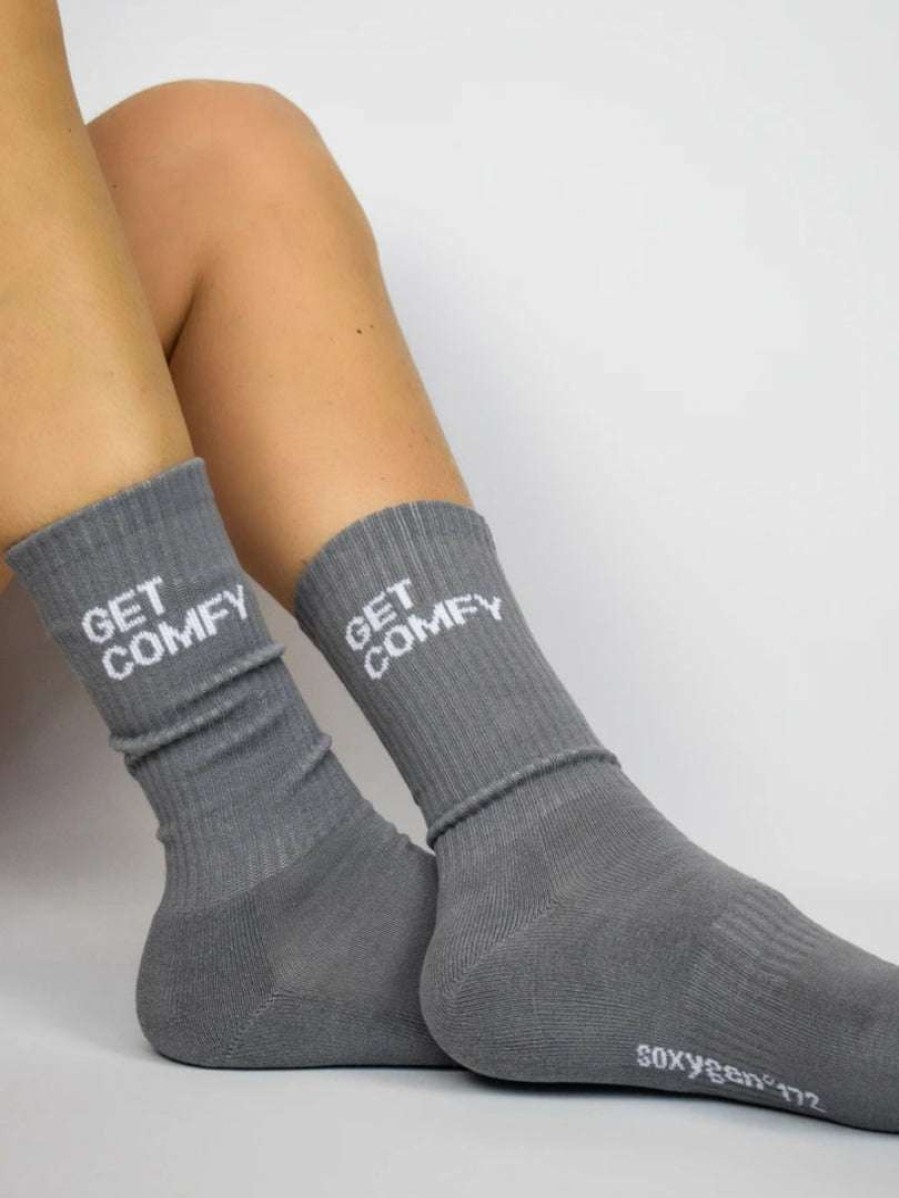 Accessories * | Soxygen Unisex Grey 'Get Comfy' Classic Socks Accessories