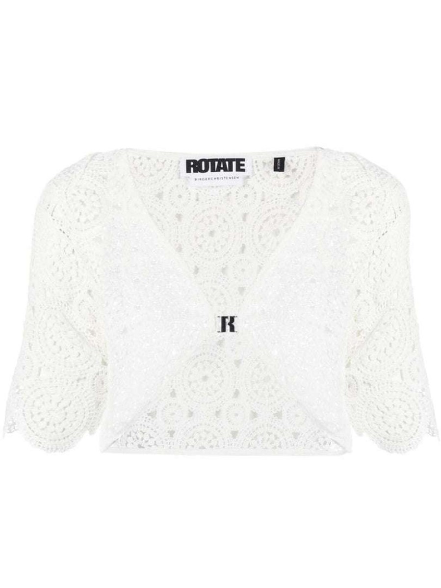 Clothing * | Rotate Clothing White 'Milandran' Crochet Crop Top