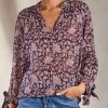 Clothing * | M.A.B.E Clothing 'Orli' Sheer Long Sleeve Floral Blouse