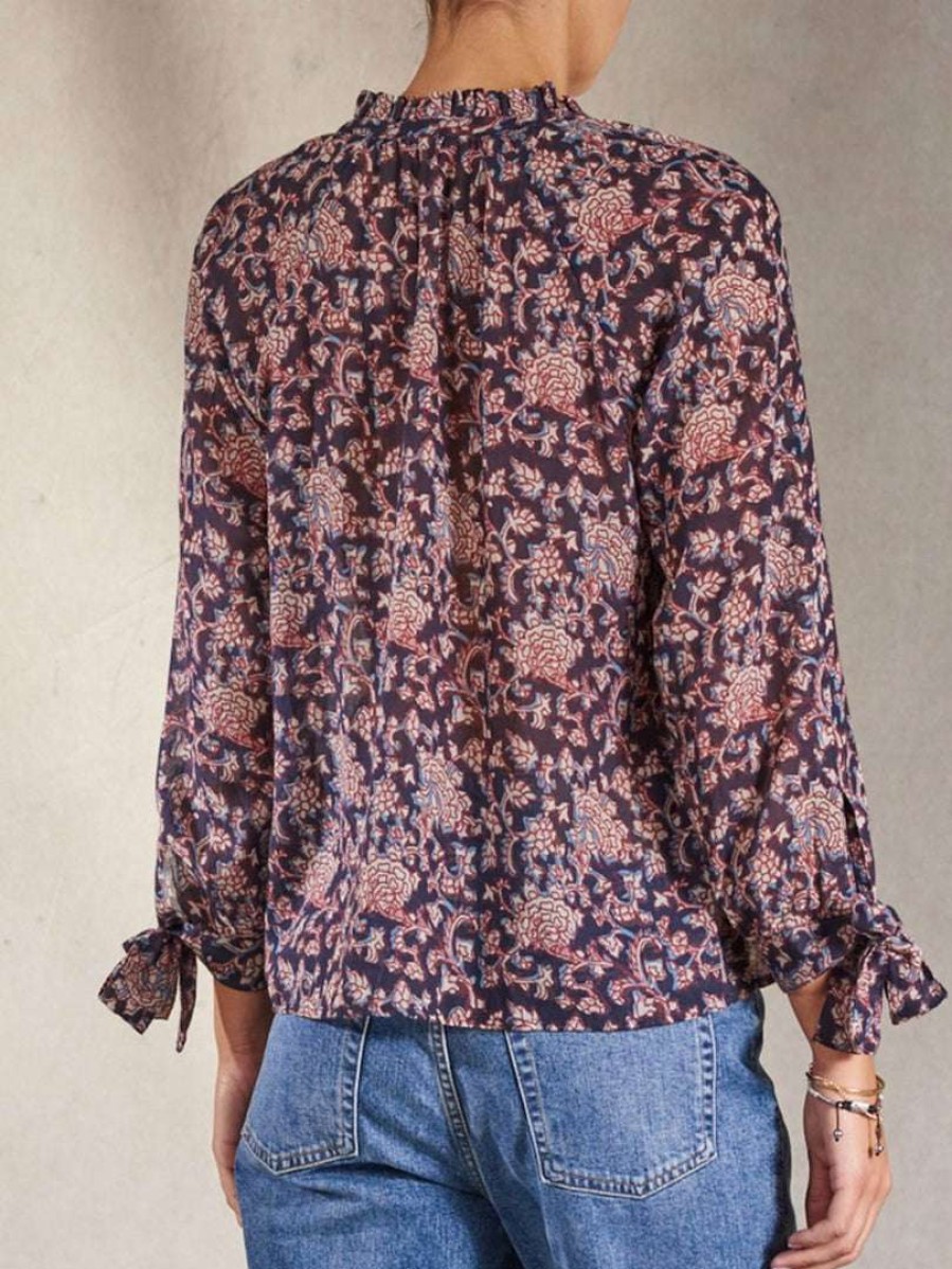 Clothing * | M.A.B.E Clothing 'Orli' Sheer Long Sleeve Floral Blouse