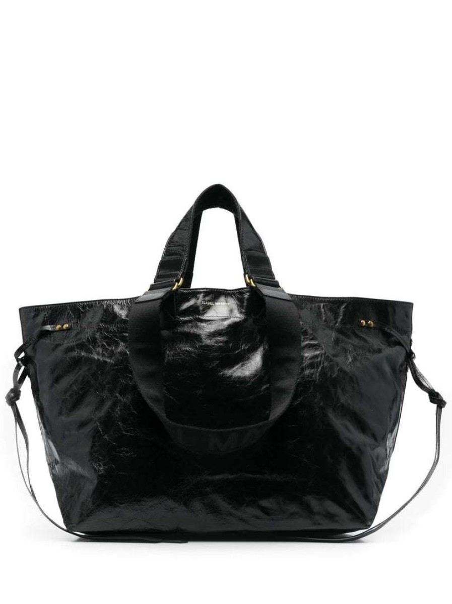 Bags * | Isabel Marant New In Black 'Wardy' Crinkle Tote Bag