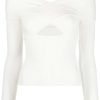 Clothing * | Self Portrait New In 'Ribbed Knit Crossover Top'