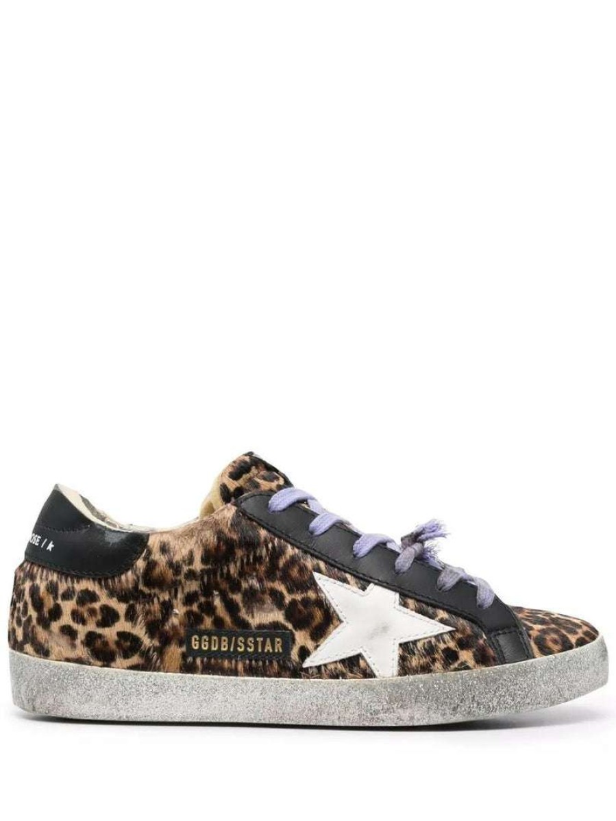 Shoes * | Golden Goose Shoes 'Superstar' Leopard Glitter Sole Sneakers