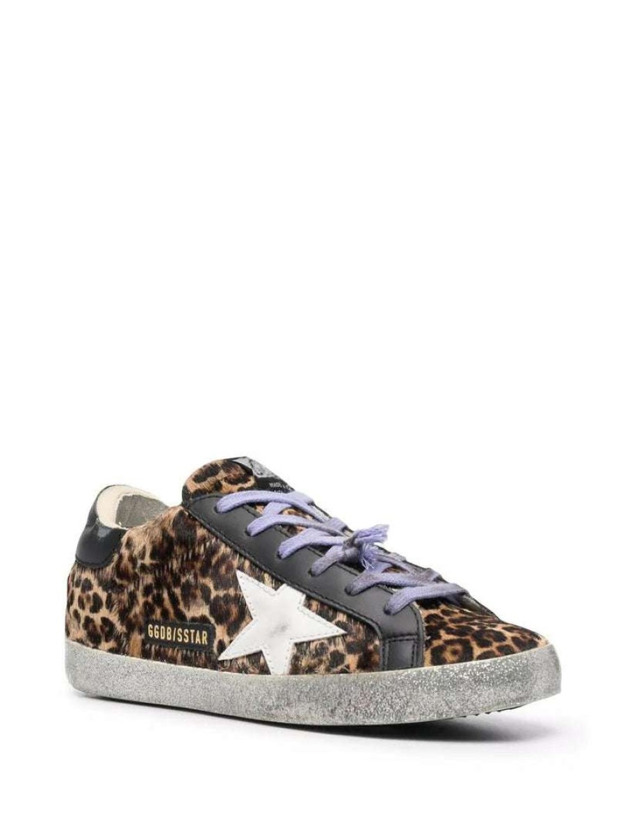 Shoes * | Golden Goose Shoes 'Superstar' Leopard Glitter Sole Sneakers