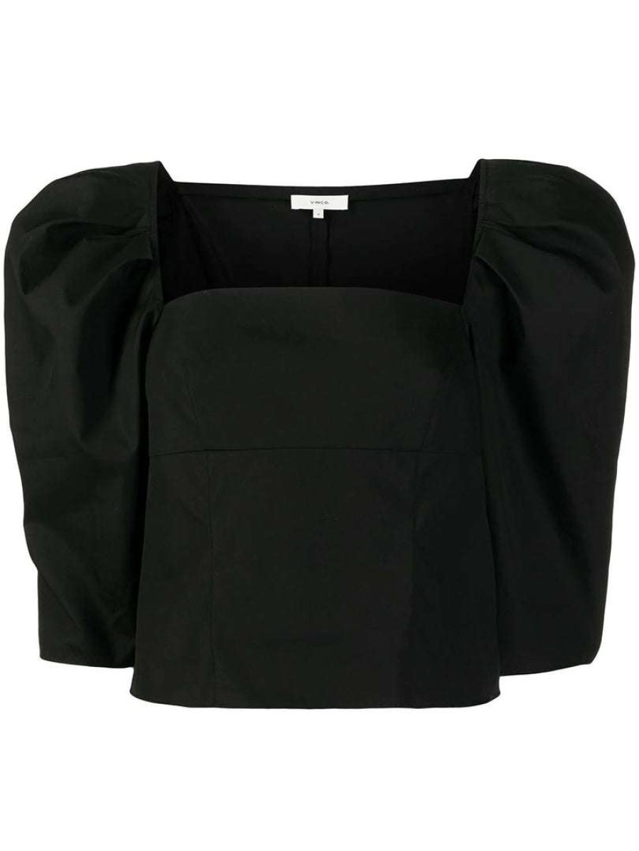 Clothing * | Vince Black 'Square Neck Structured Sleeve Top' Clothing