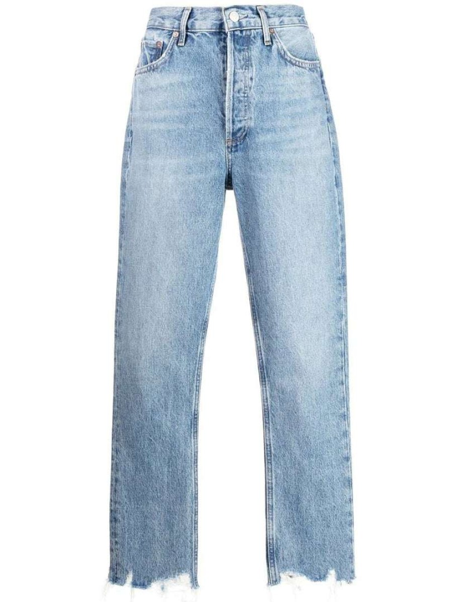 Clothing * | Agolde New In Light Blue 'Riley Crop High Rise Jeans'