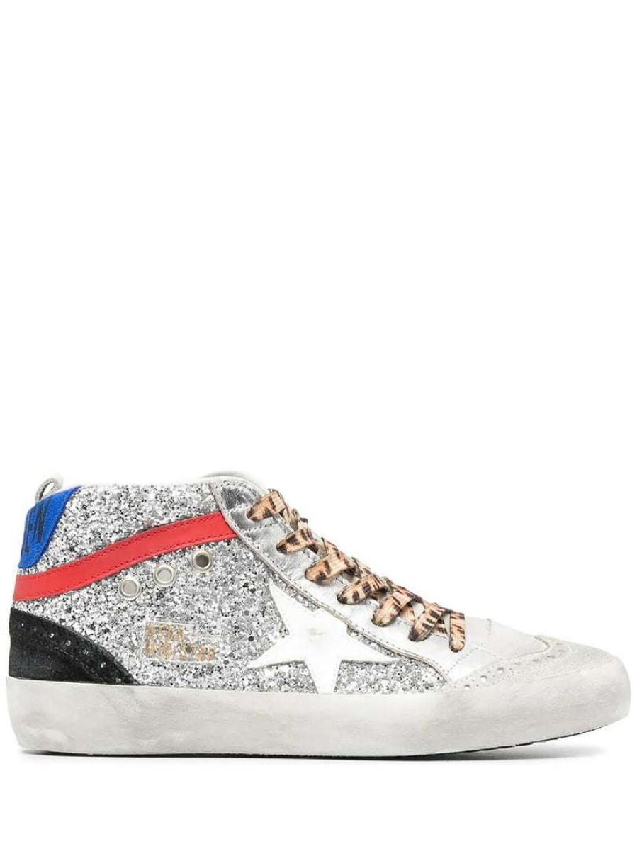 Shoes * | Golden Goose Shoes 'Glitter Leopard Lace High Top Sneakers'