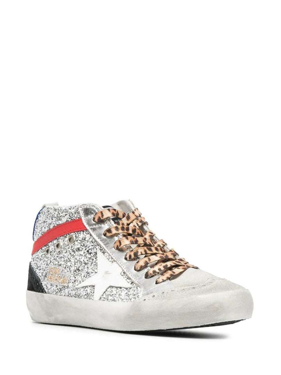 Shoes * | Golden Goose Shoes 'Glitter Leopard Lace High Top Sneakers'