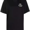 Clothing * | Moncler Black And White 'Logo Printed T-Shirt'