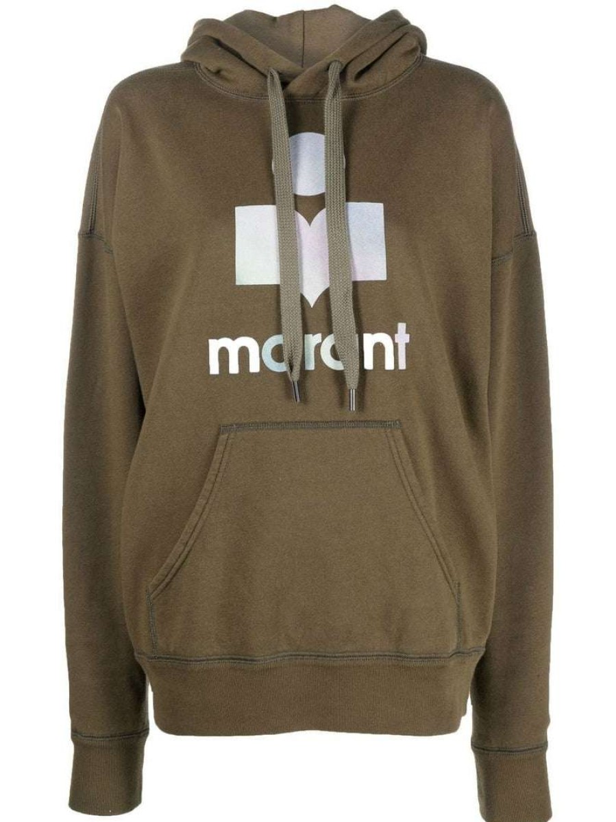 Clothing * | Isabel Marant Etoile Khaki Oversized 'Mansel' Logo Hoodie New In