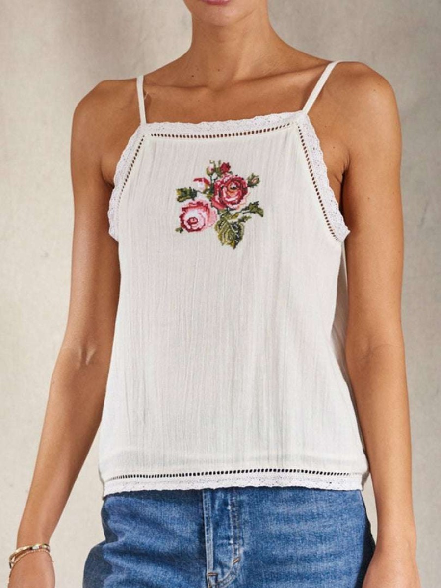 Clothing * | M.A.B.E Clothing 'Greta' Floral Embroidered Camisole