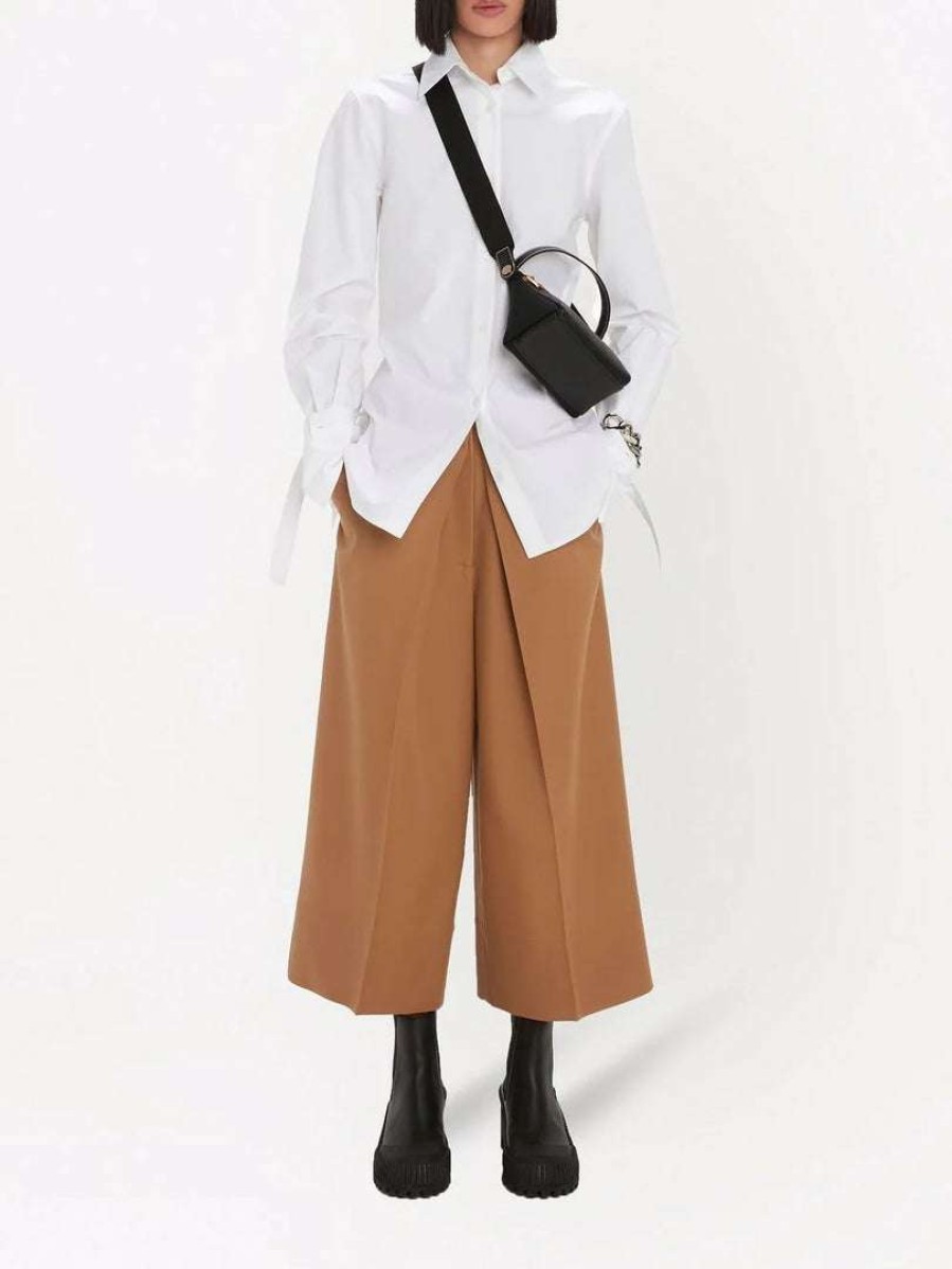 Clothing * | Jw Anderson Camel 'Pleat Front Wide Leg Cropped Trousers' Clothing