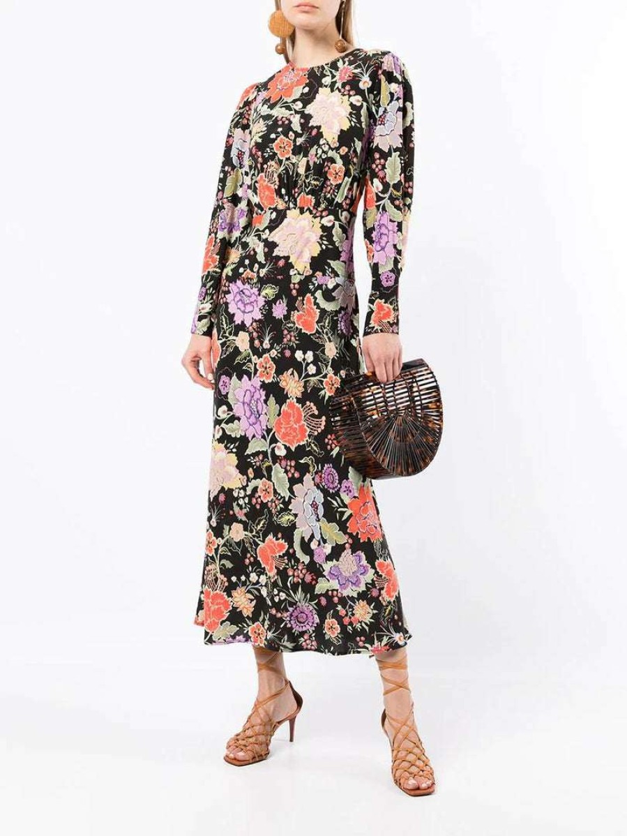 Clothing * | Rixo London 'Greta' Peony Midi Dress