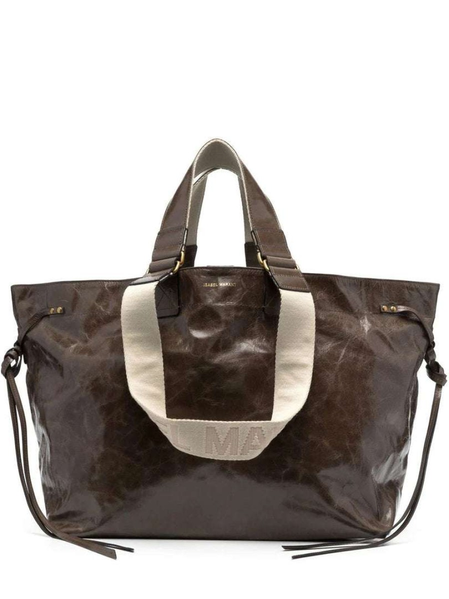 Bags * | Isabel Marant New In Dark Khaki 'Wardy' Crinkle Tote Bag