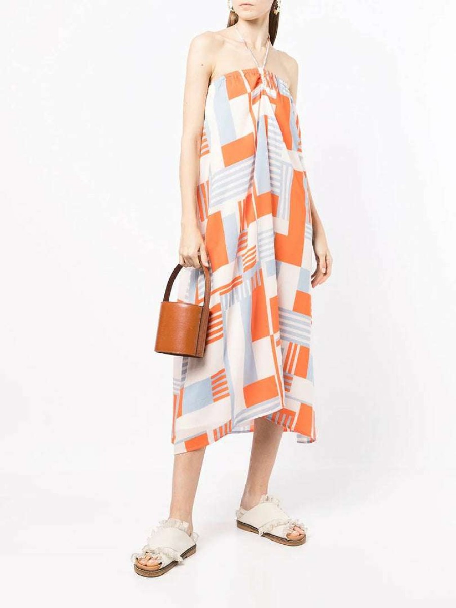 Clothing * | Faithfull The Brand Abstract Printed 'Asturias' Halterneck Midi Dress Clothing