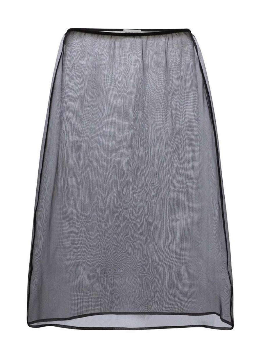 Clothing * | Dries Van Noten Black 'Sola' Sheer Midi Skirt