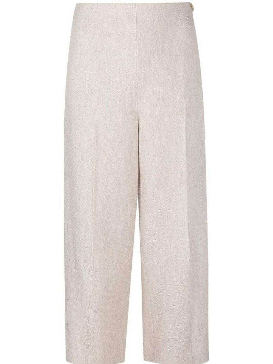 Clothing * | Vince Clothing Light Grey 'Cropped Wide Leg Trousers'