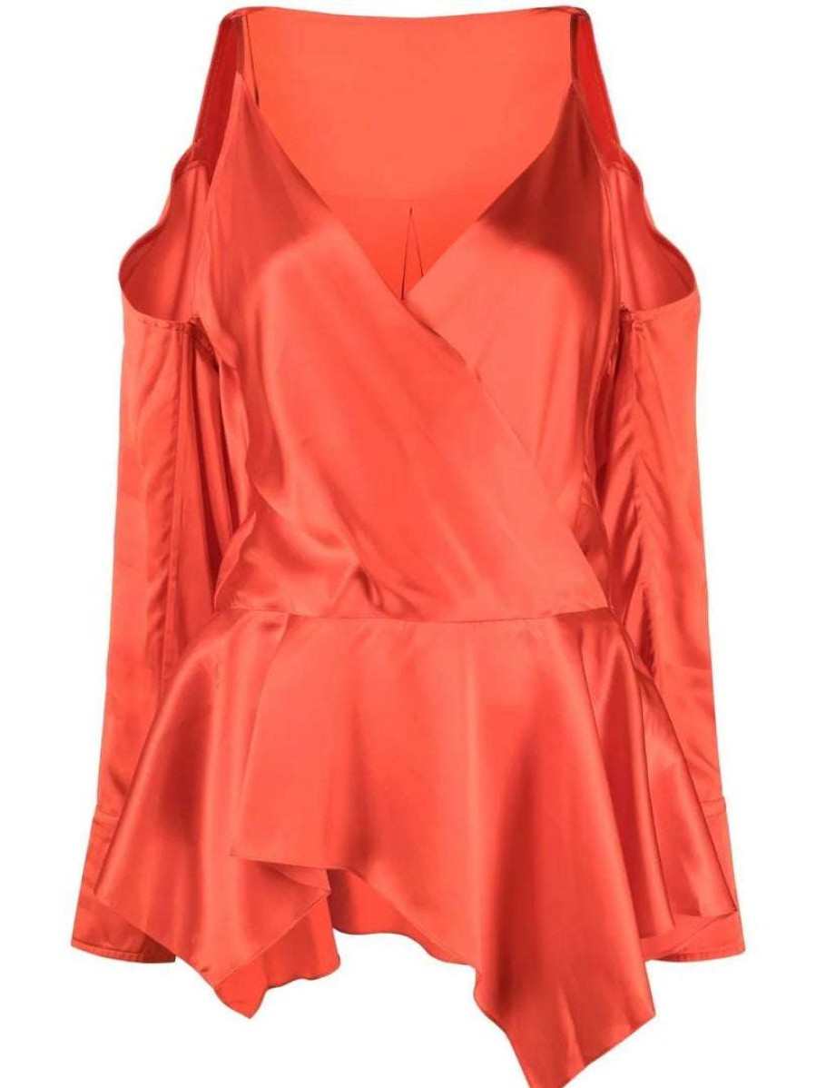 Clothing * | Jw Anderson Red 'Cold Shoulder Blouse' Clothing