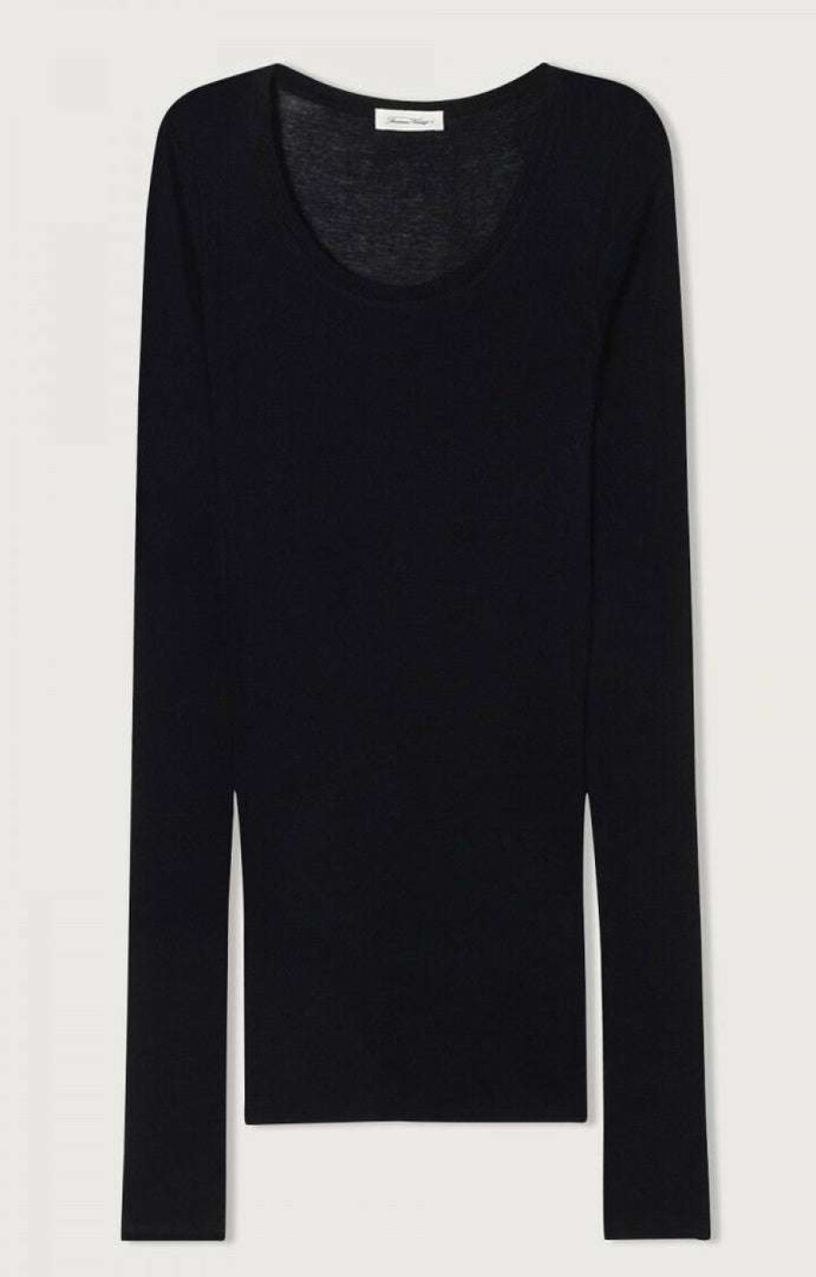 Clothing * | American Vintage Black 'Massachusetts' Long Sleeve Top