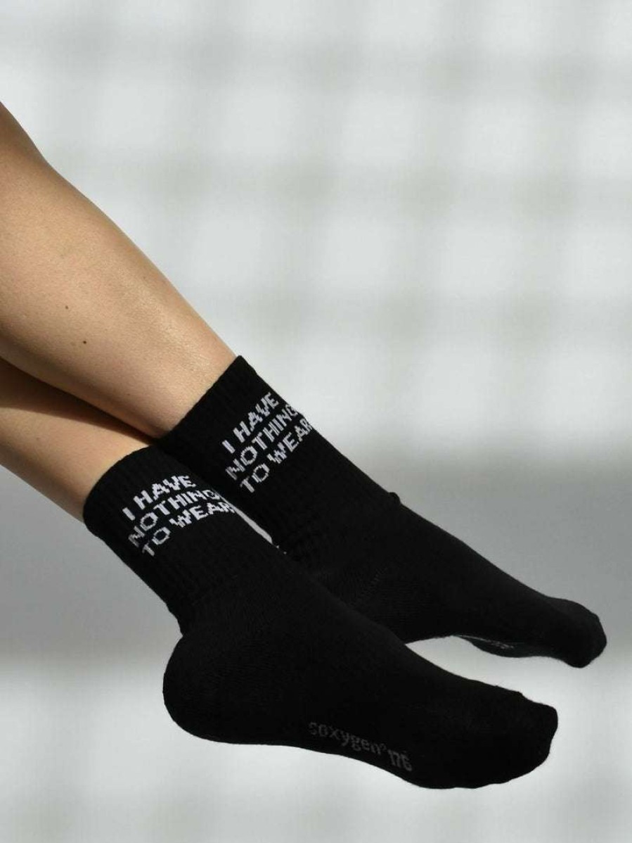 Accessories * | Soxygen Accessories Unisex Black 'I Have Nothing To Wear' Classic Socks