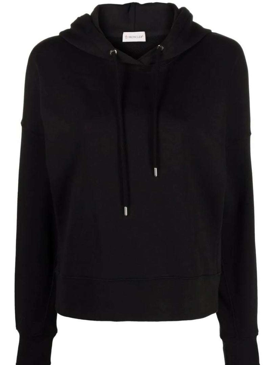 Clothing * | Moncler Black 'Logo Detail Hoodie'