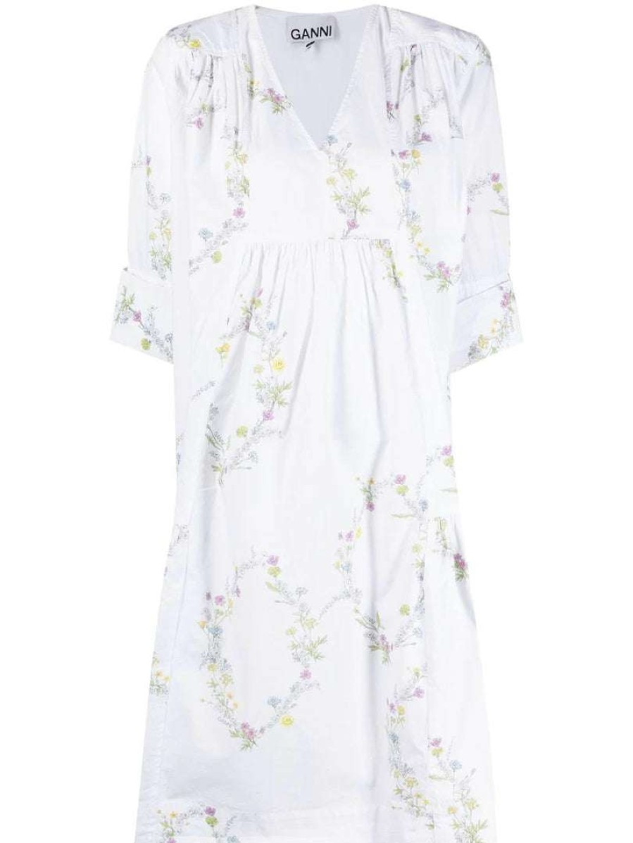 Clothing * | Ganni 'Floral Logo Printed Dress'