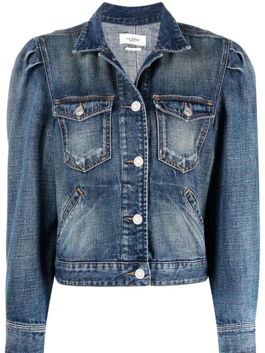 Clothing * | Isabel Marant Etoile Clothing 'Bolinea' Stonewashed Cropped Denim Jacket