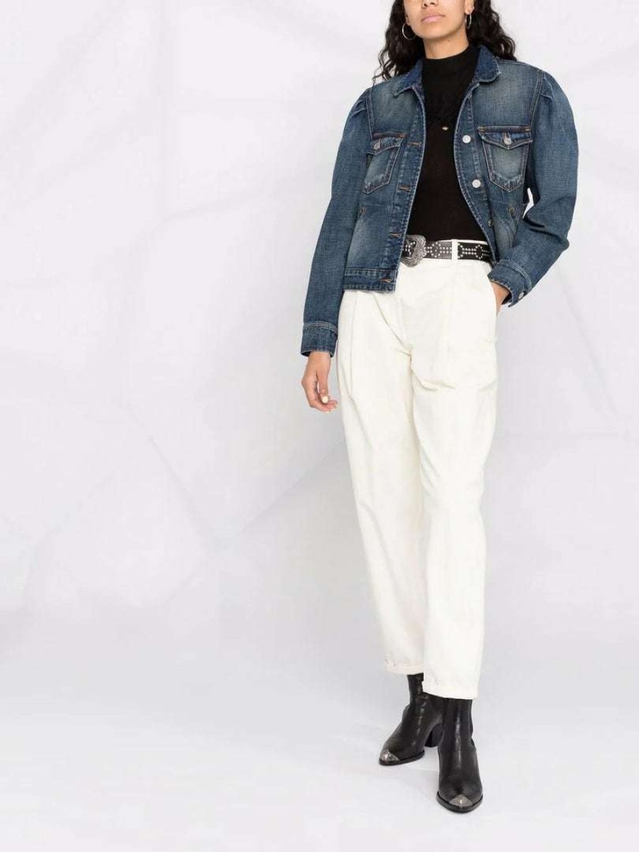 Clothing * | Isabel Marant Etoile Clothing 'Bolinea' Stonewashed Cropped Denim Jacket