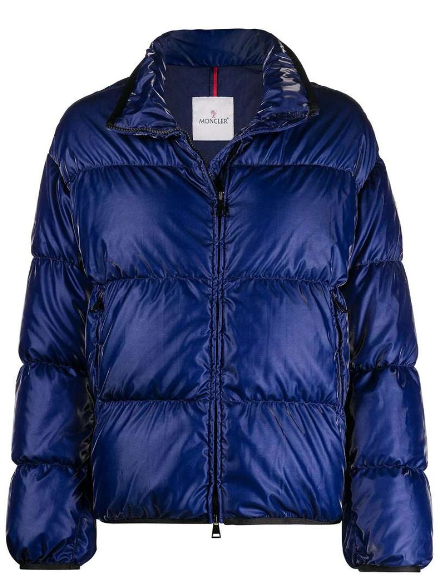 Clothing * | Moncler 'Grenit' Blue Cropped Padded Jacket