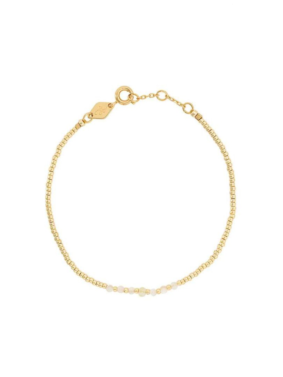 Accessories * | Anni Lu Accessories Pearl Toned 'Bead & Gem 22' Bracelet