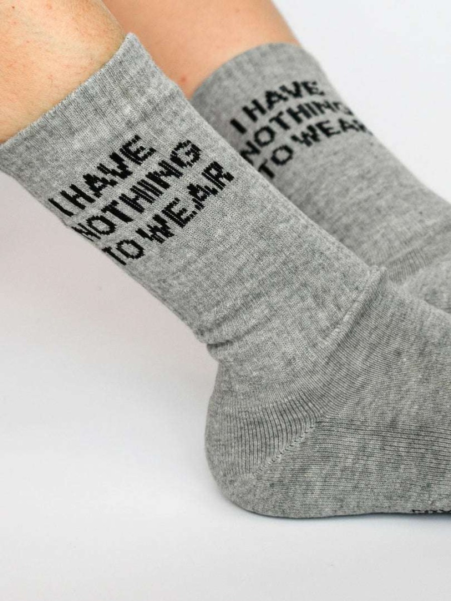 Accessories * | Soxygen Accessories Unisex Grey 'I Have Nothing To Wear' Classic Socks